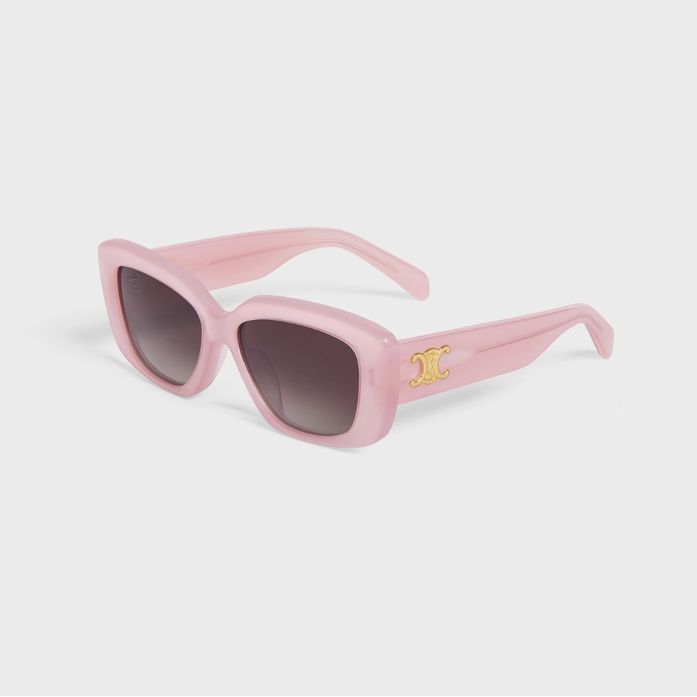 Pink sunglasses with designer logo